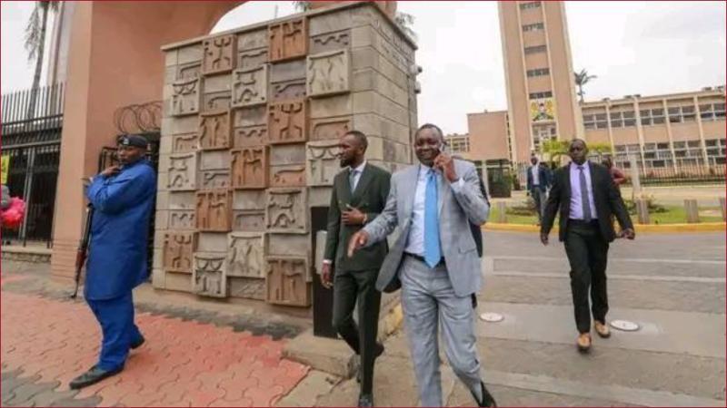 Kapsaret MP Oscar Sudi walking into parliament chambers.